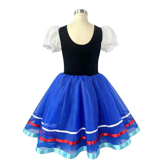 Girls Folk Style Blue Ballet Performance Dress | XGZ0254