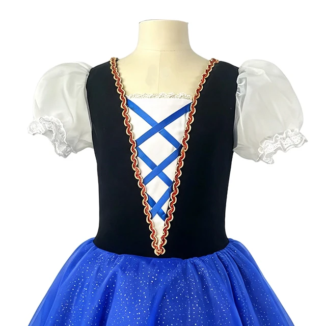 Girls Folk Style Blue Ballet Performance Dress | XGZ0254