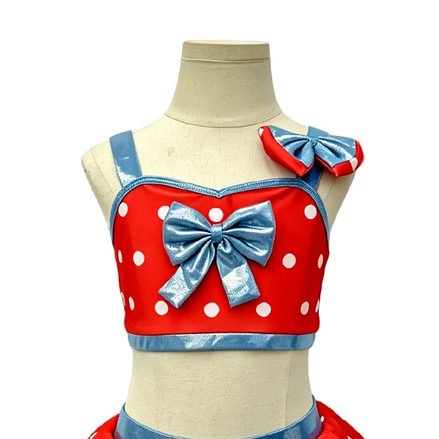 Girls Red Polka Dot 2 Piece Tap Dance Costume | XGZ0267