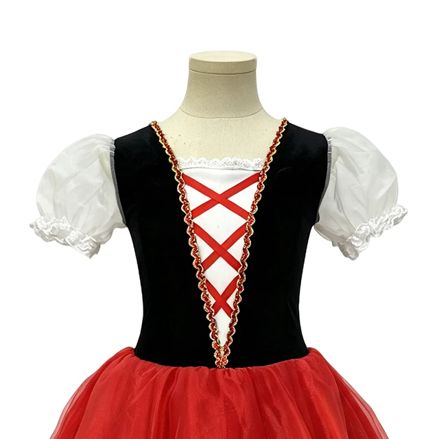 Girls Folk Style Red Ballet Performance Dress | XGZ0254