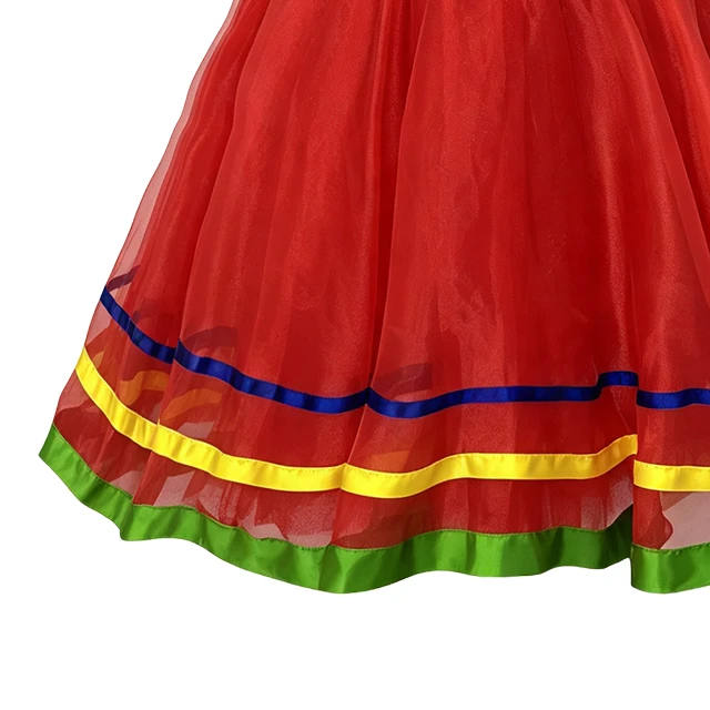 Girls Folk Style Red Ballet Performance Dress | XGZ0254