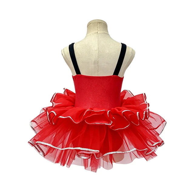 Red Heart Mesh Girls Tap & Jazz Dance Tutu Dress | XGZ0290