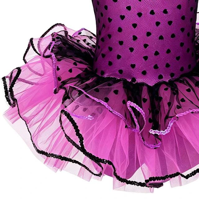 Purple Heart Mesh Kids Tap Jazz Dance Tutu Dress | XGZ0268
