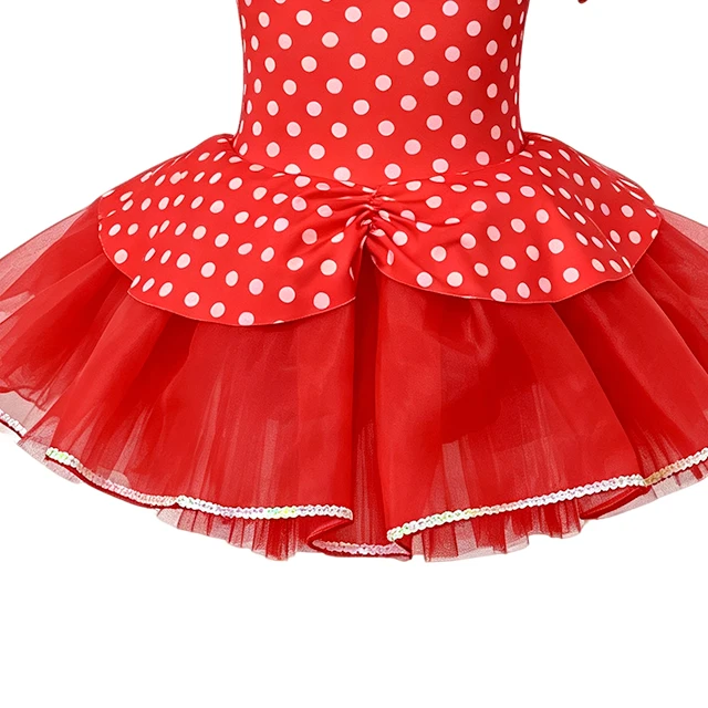 Girls Red White Polka Dot Ballet Tutu Dress | XGZ0291