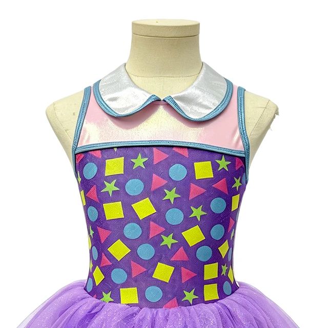 Colorful Geometric Print Collared Kids Tap & Jazz Dance Tutu Dress | XGZ0283