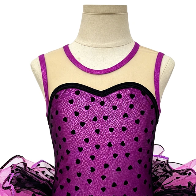 Purple Heart Mesh Kids Tap Jazz Dance Tutu Dress | XGZ0268