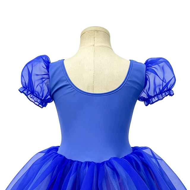 Royal Blue Girls Puff Sleeve Princess Ballet Tutu Dress | XGZ0257