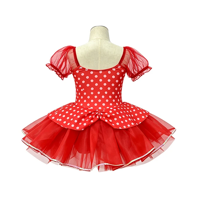 Girls Red White Polka Dot Ballet Tutu Dress | XGZ0291
