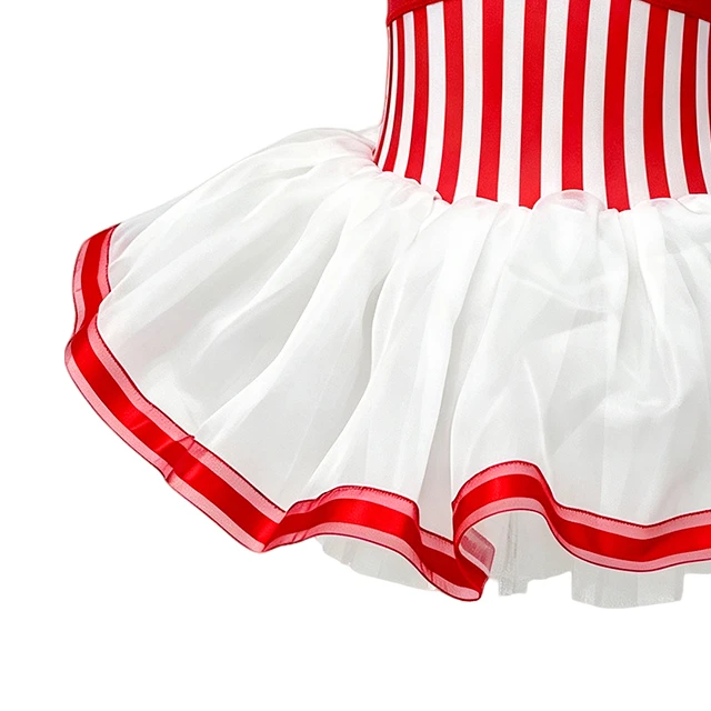 Red White Striped Waist Girls Tap & Jazz Dance Tutu Dress | XGZ0292