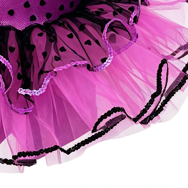 Purple Heart Mesh Kids Tap Jazz Dance Tutu Dress | XGZ0268