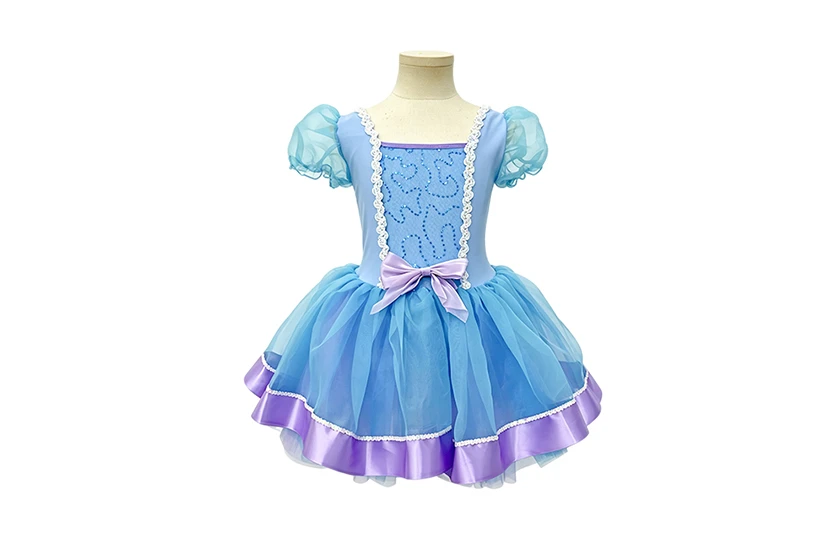 Light Blue Girls Puff Sleeve Princess Ballet Tutu Dress | XGZ0257