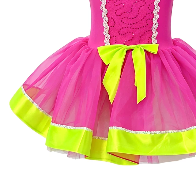 Rose Red Girls Puff Sleeve Princess Ballet Tutu Dress | XGZ0257