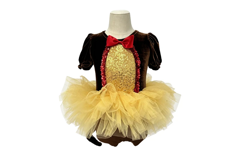 Brown Velvet Kids Monkey Ballet Tutu Dress with Tail | XGZ0297