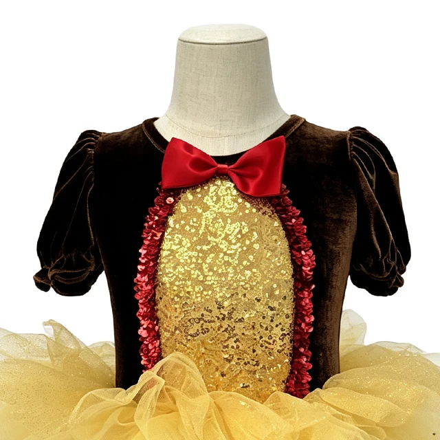 Brown Velvet Kids Monkey Ballet Tutu Dress with Tail | XGZ0297