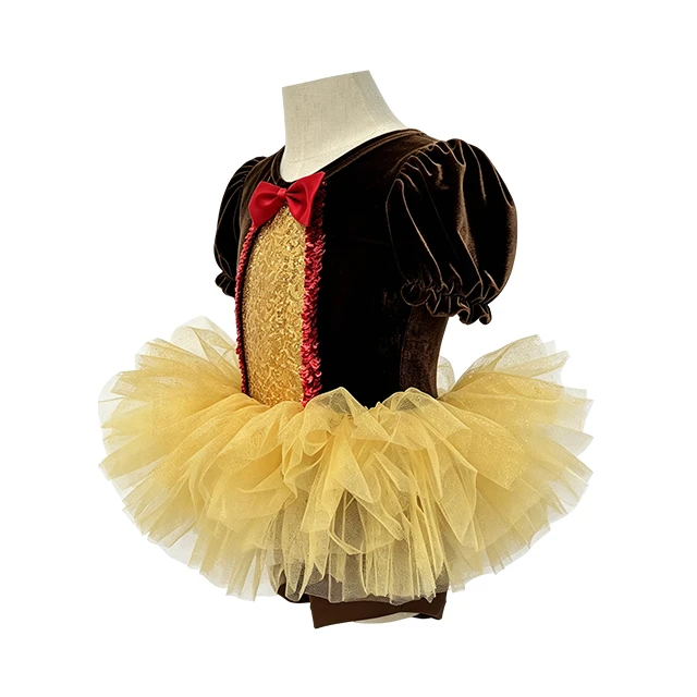 Brown Velvet Kids Monkey Ballet Tutu Dress with Tail | XGZ0297