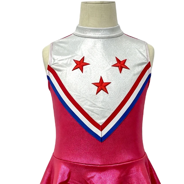 Girls Rose Red Sleeveless Star Cheerleading Dress | XGZ0278