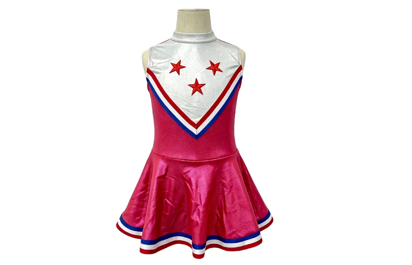 Girls Rose Red Sleeveless Star Cheerleading Dress | XGZ0278