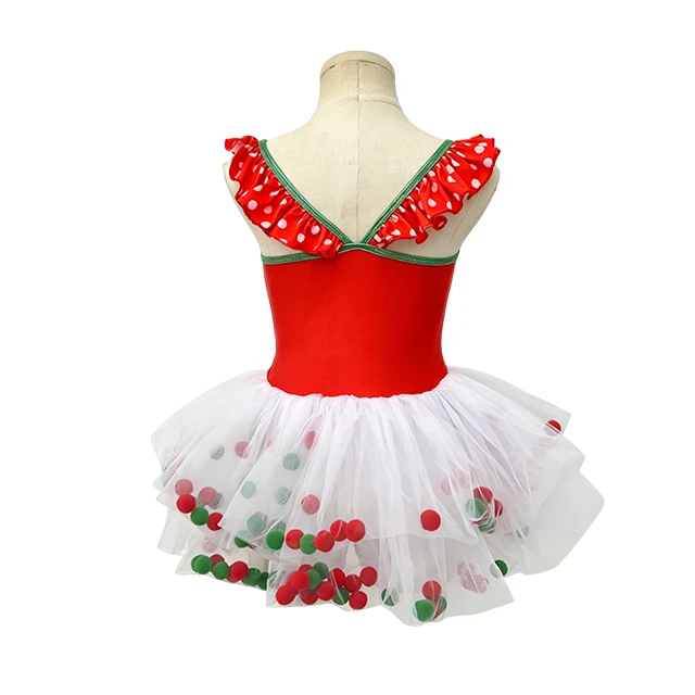 Christmas Red Green Polka Dot Ballet Tutu Dress for Girls | XGZ0293
