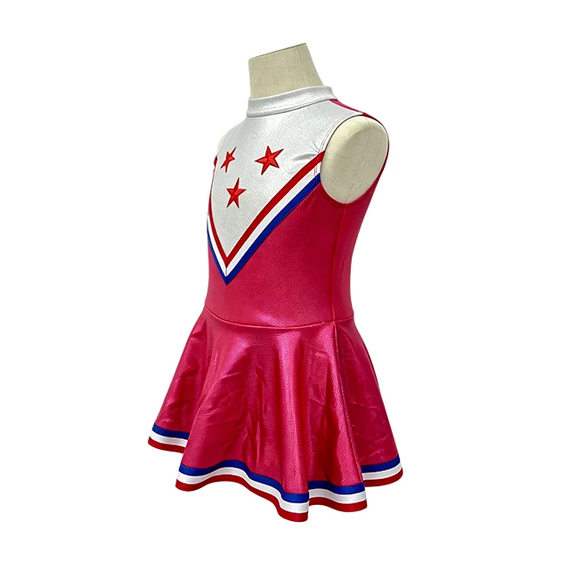 Girls Rose Red Sleeveless Star Cheerleading Dress | XGZ0278