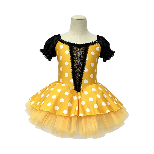 Yellow Polka Dot Girls Ballet Tutu Dress | XGZ0044