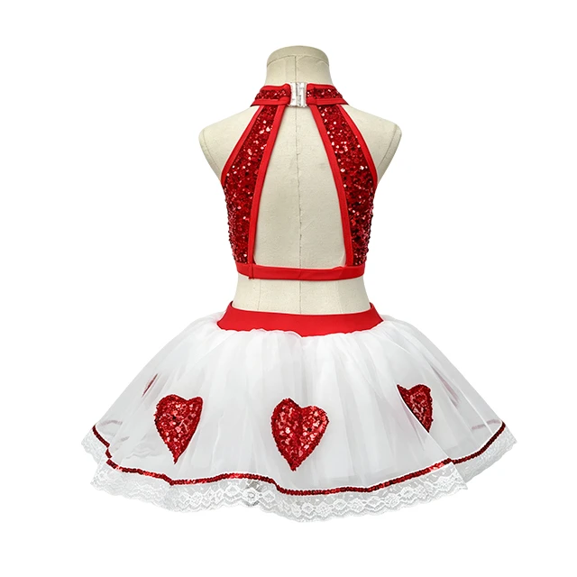 Red Sequin Heart 2-Piece Tutu Outfit for Girls | XGZ0275