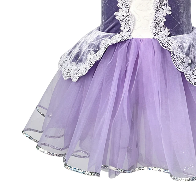 Purple Velvet Lace Ballet Tutu Dress for Girls  | XGZ0251