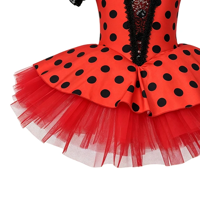 Red Ladybird Polka Dot Girls Ballet Tutu Dress | XGZ0044