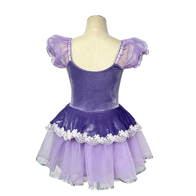 Purple Velvet Lace Ballet Tutu Dress for Girls  | XGZ0251