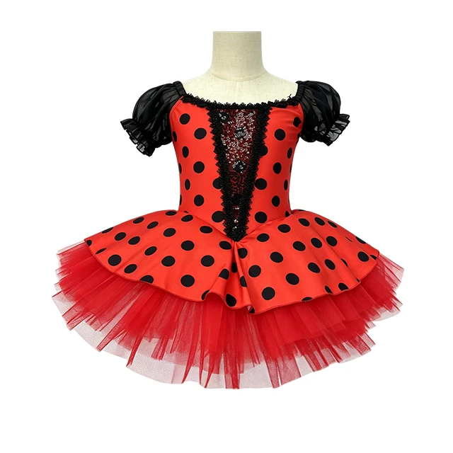 Red Ladybird Polka Dot Girls Ballet Tutu Dress | XGZ0044