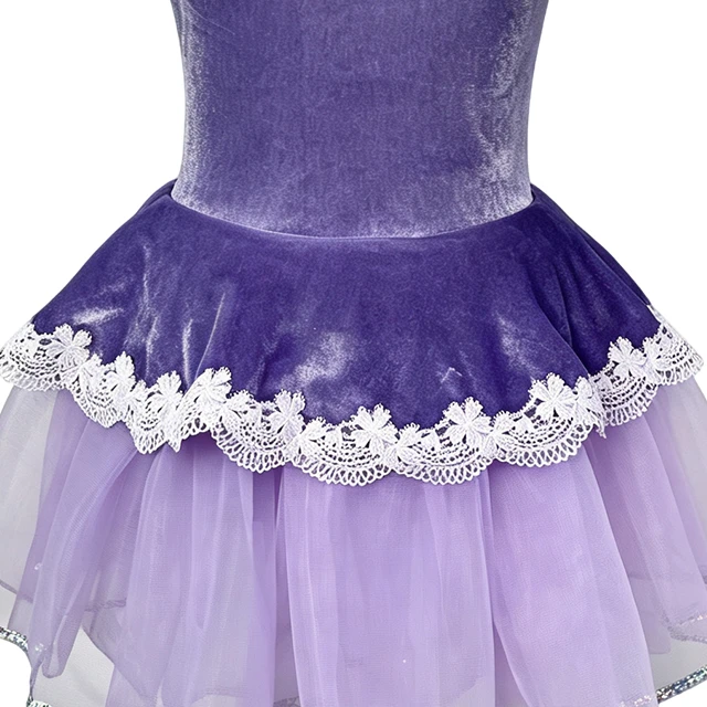 Purple Velvet Lace Ballet Tutu Dress for Girls  | XGZ0251