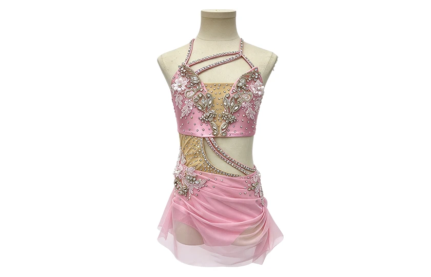 Pink Rhinestone Halter-neck Contemporary Lyrical Dance|G128
