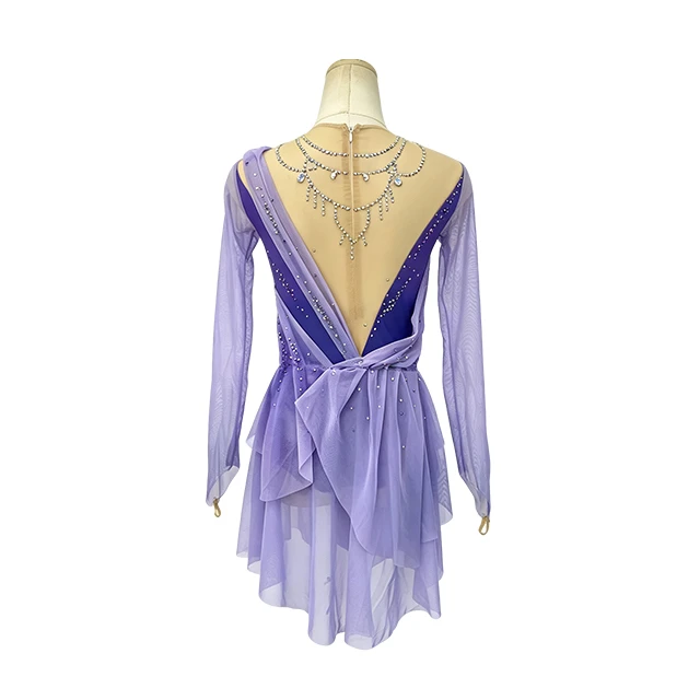 Lyrical Rhinestone Figure Skating Long Sleeve Dress