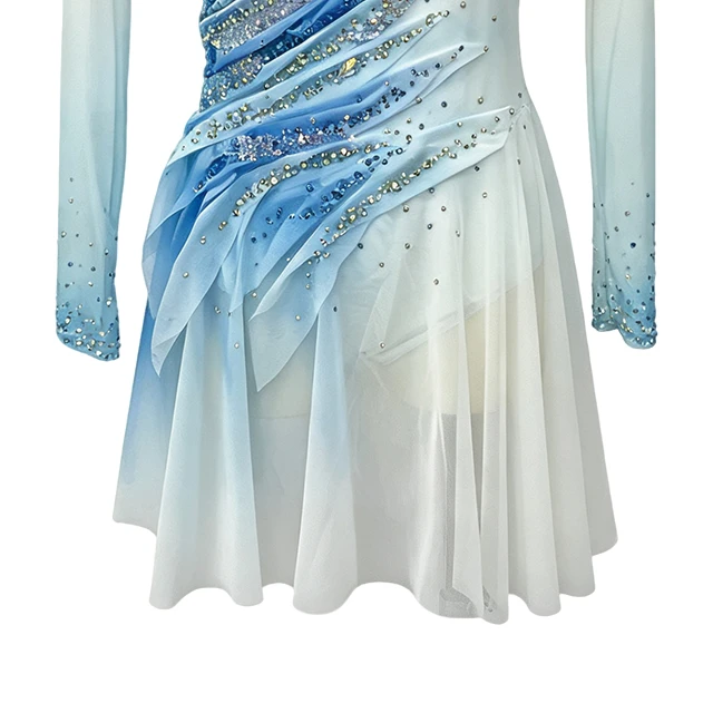 Blue Gradient Rhinestone Handmade Gymnastics Leotard|G125