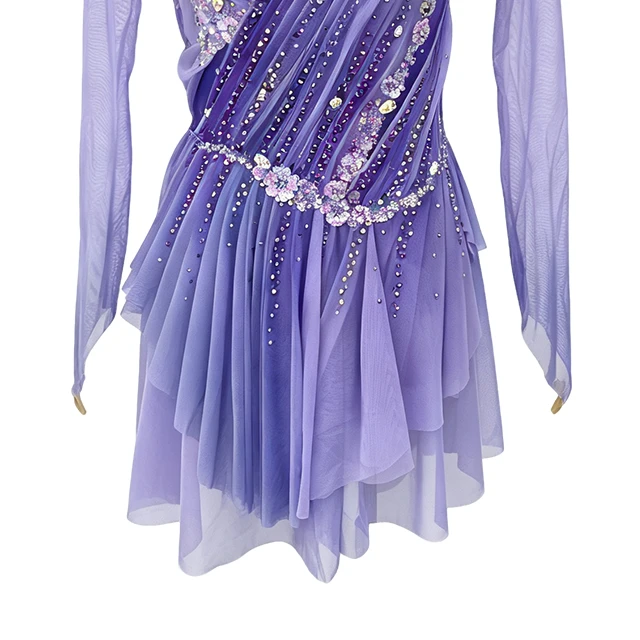 Lyrical Rhinestone Figure Skating Long Sleeve Dress