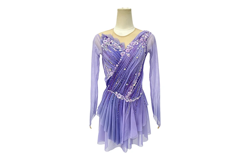 Lyrical Rhinestone Figure Skating Long Sleeve Dress