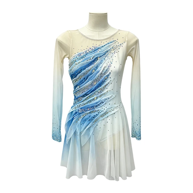 Blue Gradient Rhinestone Handmade Gymnastics Leotard|G125