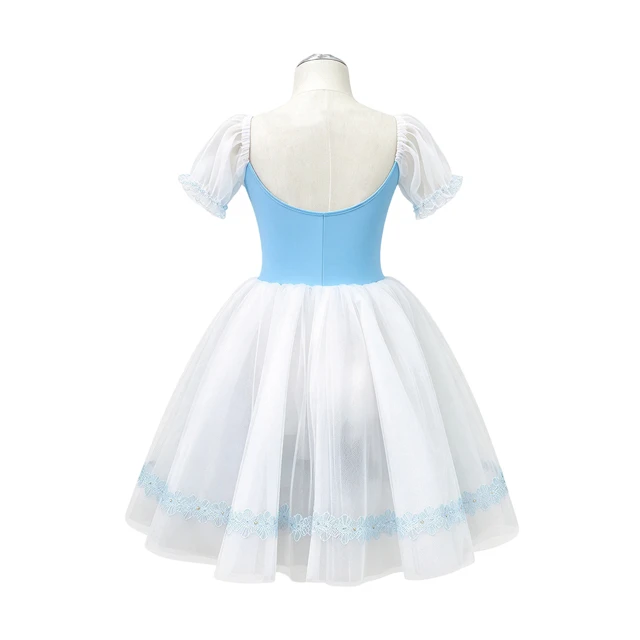 Blue White Peasant Ballet Dress Girls Professional Ballet Performance Costume, Giselle / Village Mai