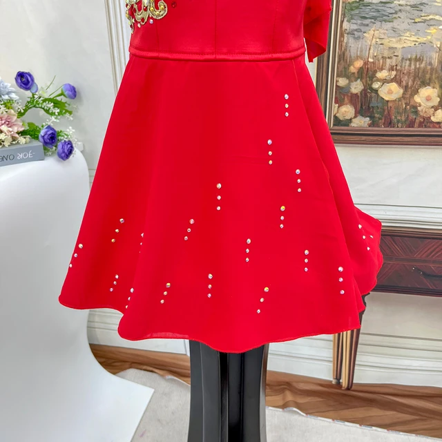 Red Cupid Ballet Costume Rhinestone Embellished Spaghetti Strap Ballet Competition Dress|BLC2073