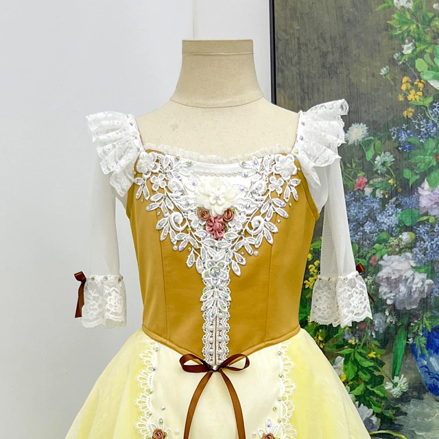 Yellow Romantic Peasant Ballet Tutu Dress Professional Ballet Performance Costume for Girls Women|BL