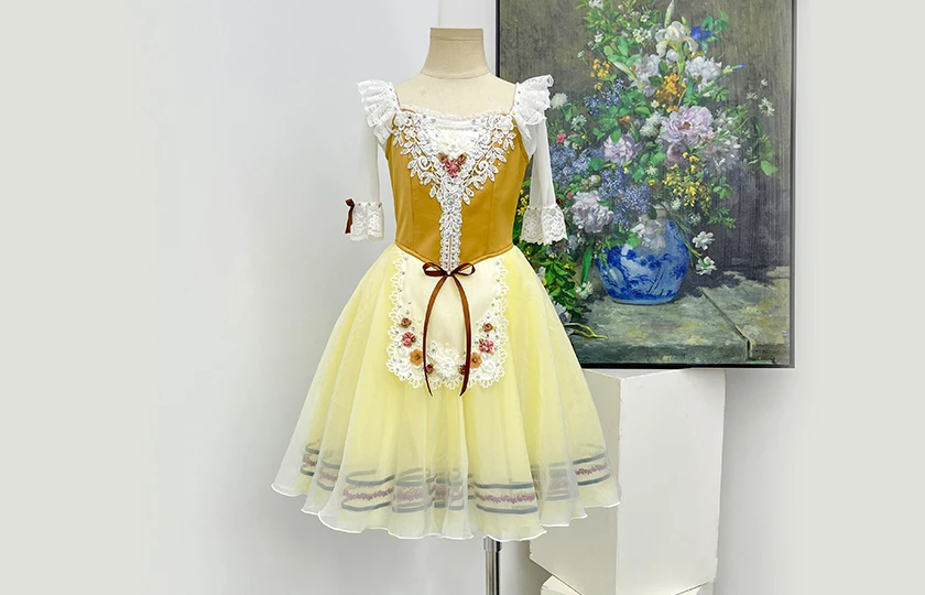 Yellow Romantic Peasant Ballet Tutu Dress Professional Ballet Performance Costume for Girls Women|BL