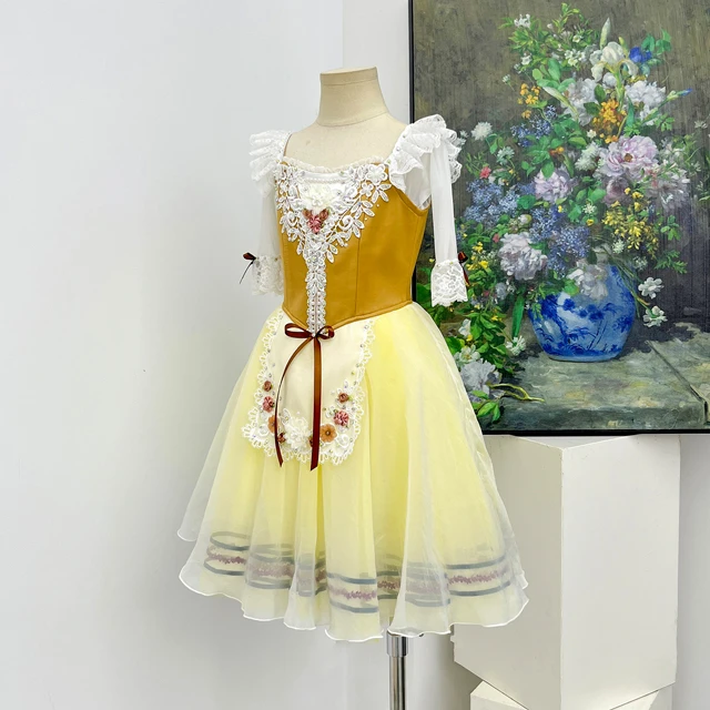 Yellow Romantic Peasant Ballet Tutu Dress Professional Ballet Performance Costume for Girls Women|BL