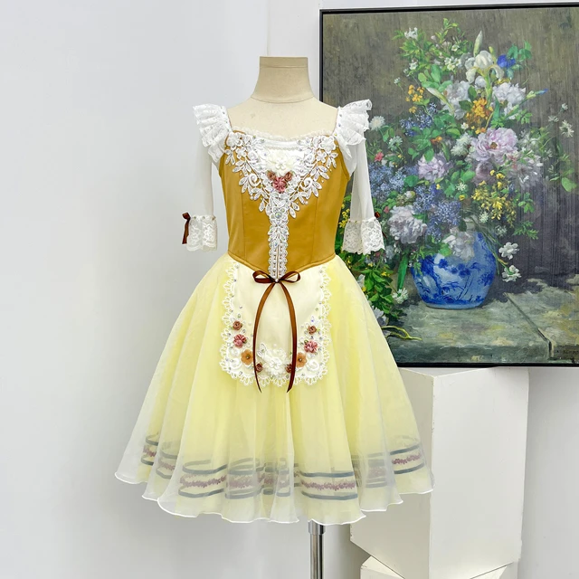 Yellow Romantic Peasant Ballet Tutu Dress Professional Ballet Performance Costume for Girls Women|BL