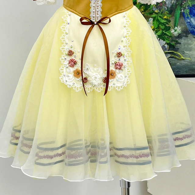 Yellow Romantic Peasant Ballet Tutu Dress Professional Ballet Performance Costume for Girls Women|BL